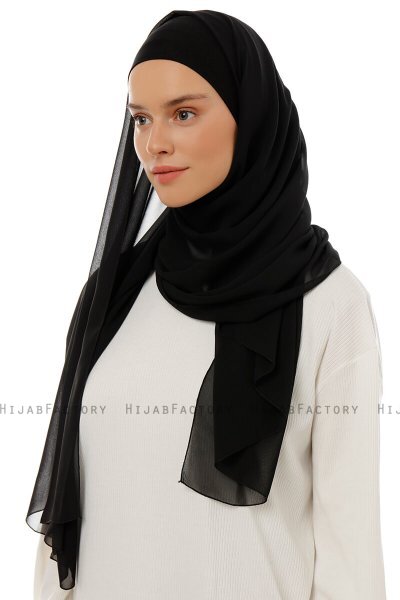Alara Plain - Hijab Chiffon One Piece Nero