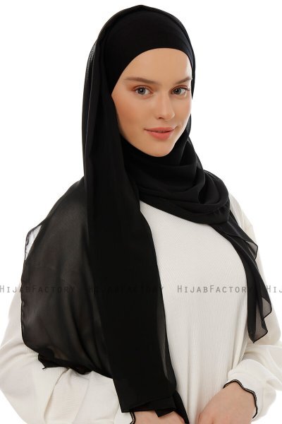 Alara Plain - Hijab Chiffon One Piece Nero