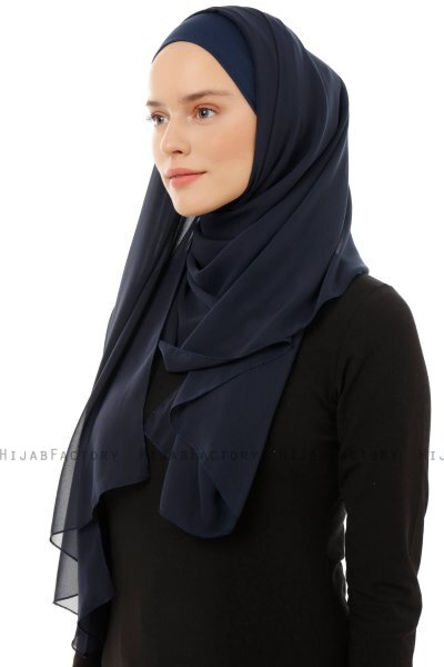 Alara Plain - Hijab Chiffon One Piece Blu Navy