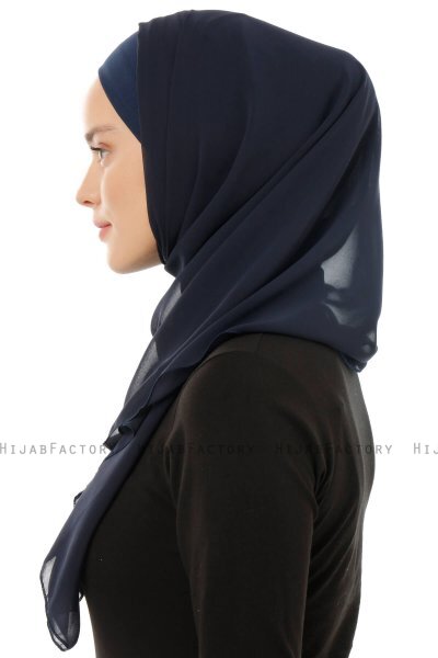 Alara Plain - Hijab Chiffon One Piece Blu Navy