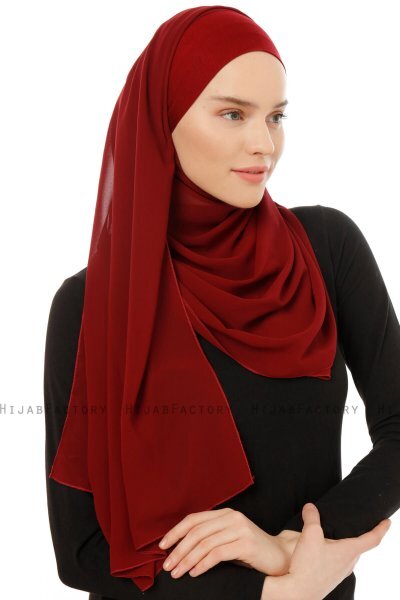 Alara Plain - Hijab Chiffon One Piece Bordò