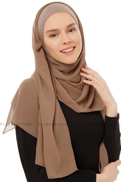 Alara Plain - Hijab Chiffon One Piece Taupe Scuro