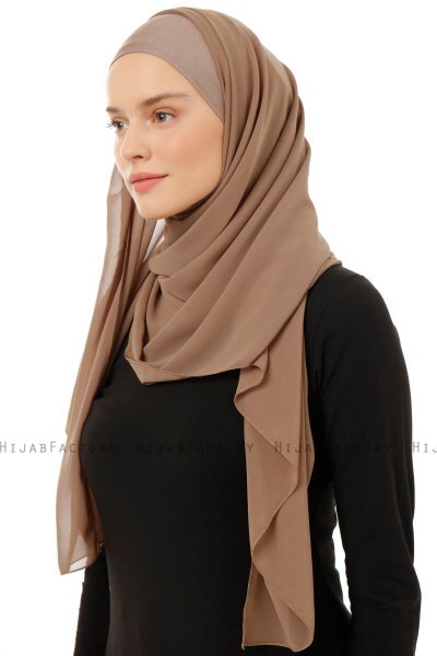 Alara Plain - Hijab Chiffon One Piece Taupe Scuro