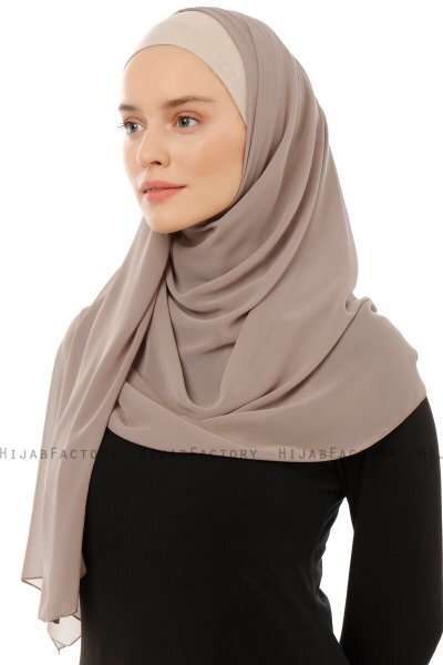 Alara Plain - Hijab Chiffon One Piece Taupe Chiaro