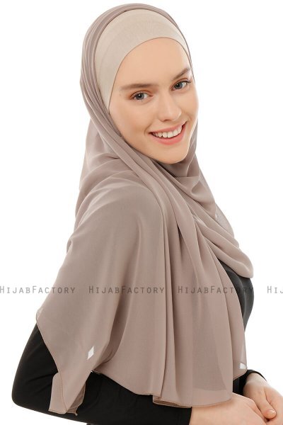 Alara Plain - Hijab Chiffon One Piece Taupe Chiaro