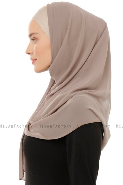 Alara Plain - Hijab Chiffon One Piece Taupe Chiaro