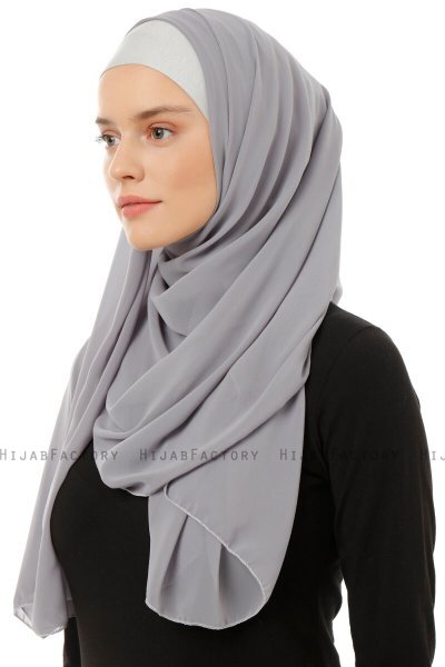 Alara Plain - Hijab Chiffon One Piece Grigio Scuro