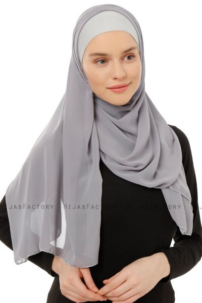 Alara Plain - Hijab Chiffon One Piece Grigio Scuro