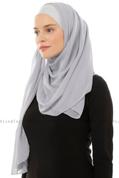 Alara Plain - Hijab Chiffon One Piece Grigio Chiaro