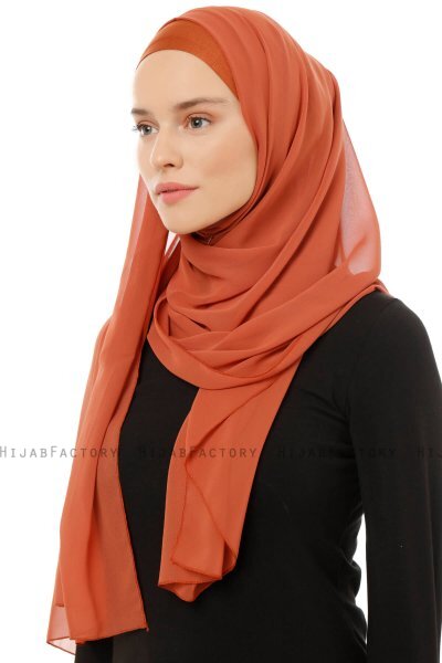 Alara Plain - Hijab Chiffon One Piece Rosso Mattone