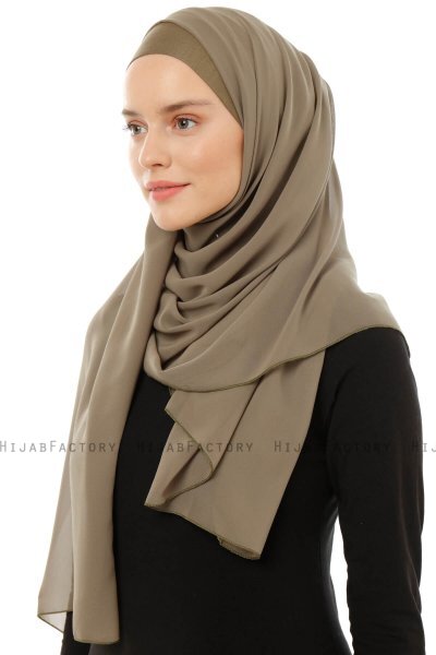 Alara Plain - Hijab Chiffon One Piece Verde Oliva