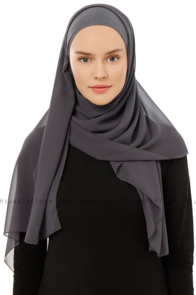Alara Plain - Hijab Chiffon One Piece Antracite