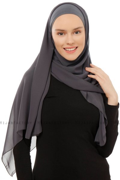 Alara Plain - Hijab Chiffon One Piece Antracite