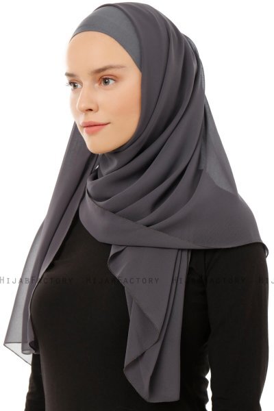 Alara Plain - Hijab Chiffon One Piece Antracite