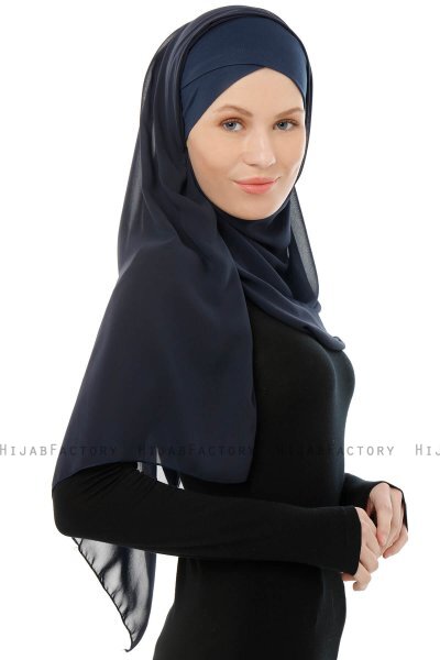 Alara Cross - Hijab Chiffon One Piece Blu Navy