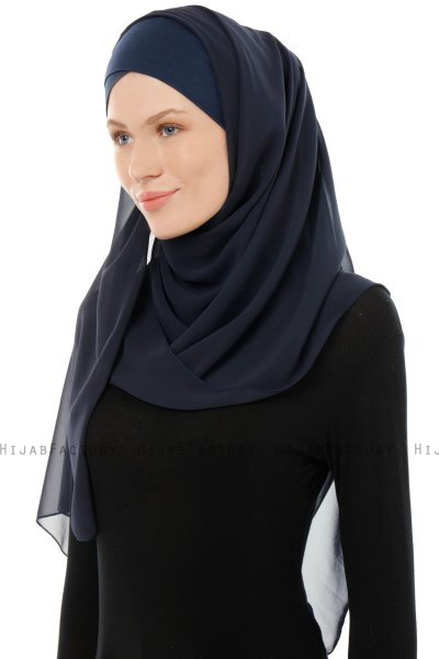 Alara Cross - Hijab Chiffon One Piece Blu Navy