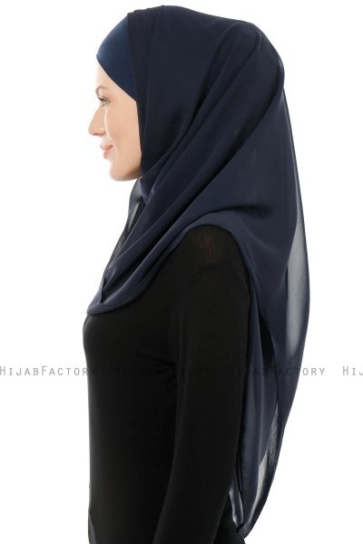 Alara Cross - Hijab Chiffon One Piece Blu Navy