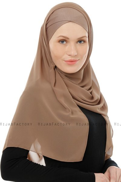 Alara Cross - Hijab Chiffon One Piece Taupe Scuro