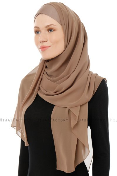 Alara Cross - Hijab Chiffon One Piece Taupe Scuro