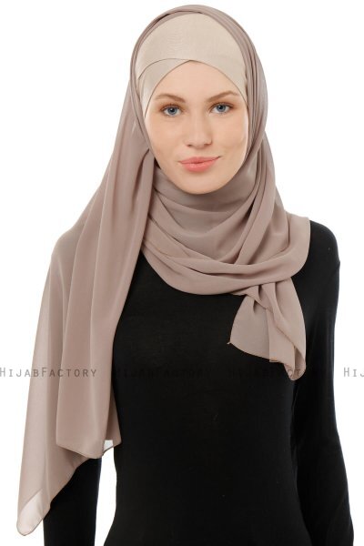 Alara Cross - Hijab Chiffon One Piece Taupe Chiaro