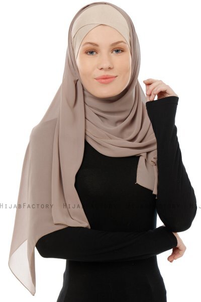 Alara Cross - Hijab Chiffon One Piece Taupe Chiaro