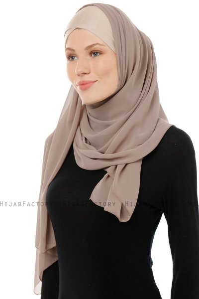 Alara Cross - Hijab Chiffon One Piece Taupe Chiaro