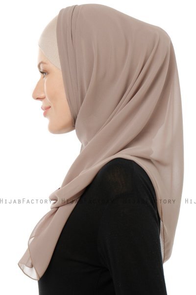 Alara Cross - Hijab Chiffon One Piece Taupe Chiaro
