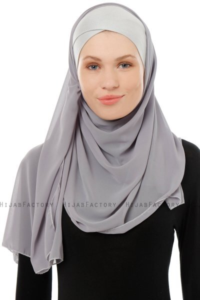 Alara Cross - Hijab Chiffon One Piece Grigio Scuro