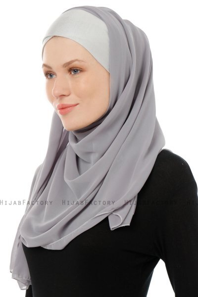Alara Cross - Hijab Chiffon One Piece Grigio Scuro