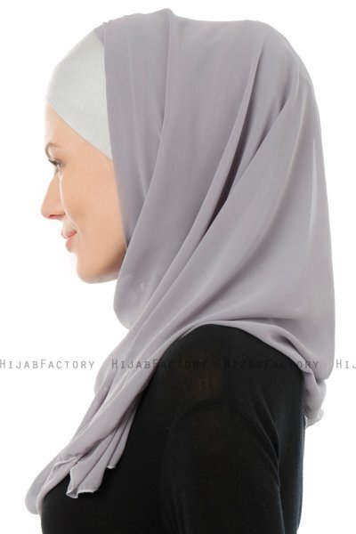 Alara Cross - Hijab Chiffon One Piece Grigio Scuro
