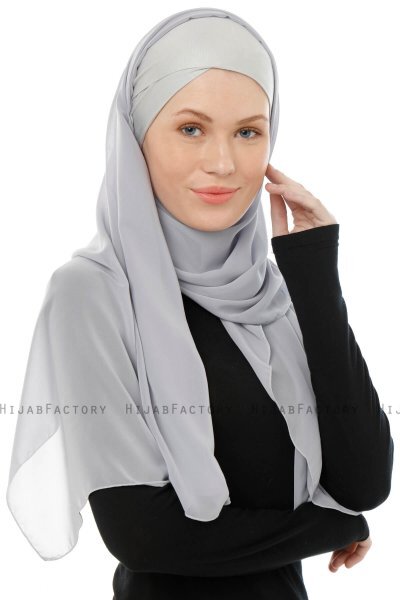 Alara Cross - Hijab Chiffon One Piece Grigio Chiaro