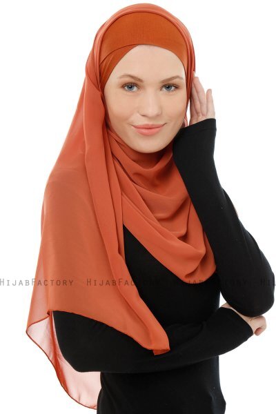 Alara Cross - Hijab Chiffon One Piece Rosso Mattone