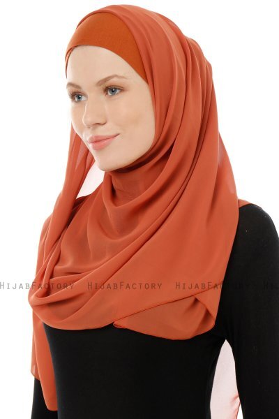 Alara Cross - Hijab Chiffon One Piece Rosso Mattone