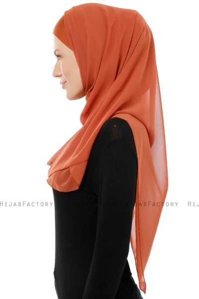 Alara Cross - Hijab Chiffon One Piece Rosso Mattone