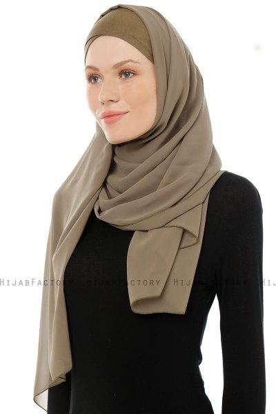 Alara Cross - Hijab Chiffon One Piece Verde Oliva