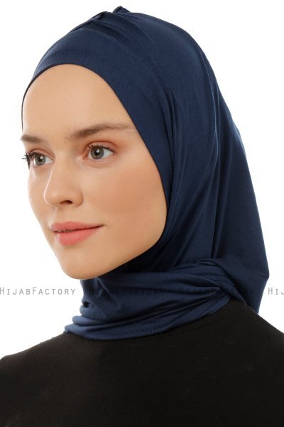 Isra Plain - Hijab One-Piece Viscosa Blu Navy