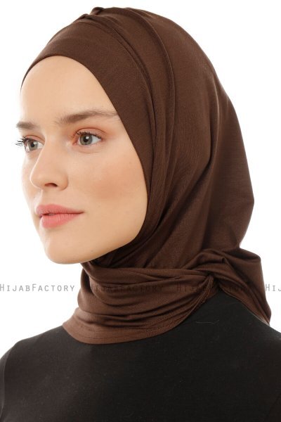 Isra Plain - Hijab One-Piece Viscosa Marrone