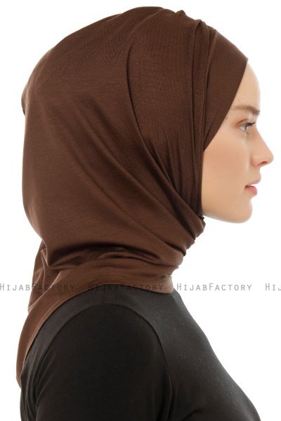 Isra Plain - Hijab One-Piece Viscosa Marrone
