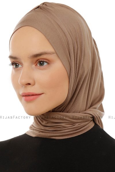Isra Plain - Hijab One-Piece Viscosa Taupe Scuro