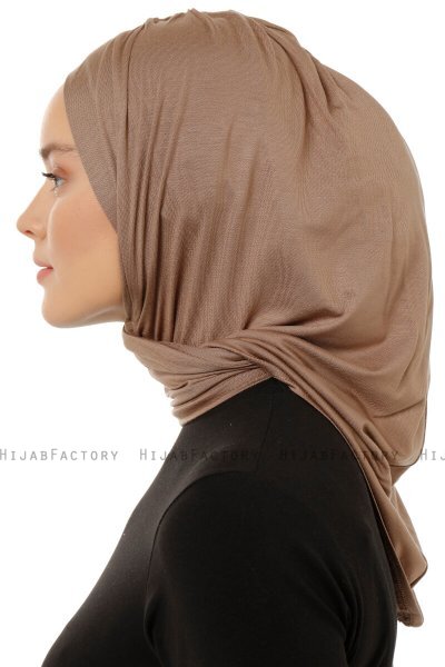 Isra Plain - Hijab One-Piece Viscosa Taupe Scuro