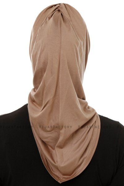 Isra Plain - Hijab One-Piece Viscosa Taupe Scuro