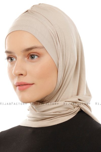 Isra Plain - Hijab One-Piece Viscosa Taupe Chiaro