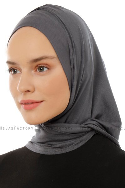 Isra Plain - Hijab One-Piece Viscosa Grigio Scuro