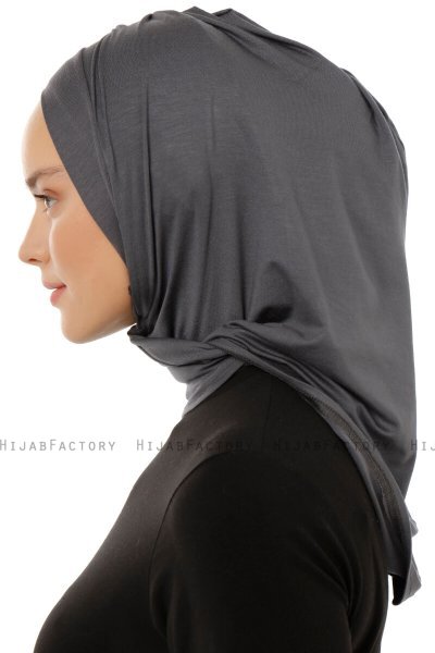 Isra Plain - Hijab One-Piece Viscosa Grigio Scuro