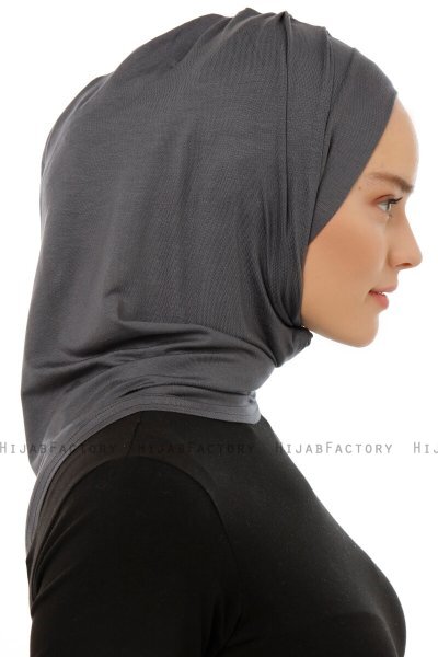Isra Plain - Hijab One-Piece Viscosa Grigio Scuro