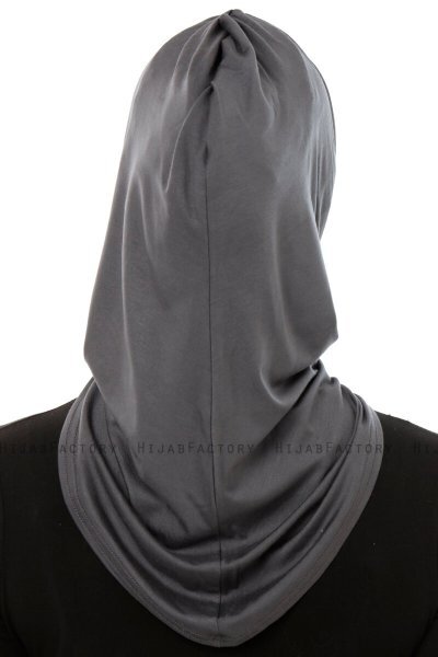 Isra Plain - Hijab One-Piece Viscosa Grigio Scuro