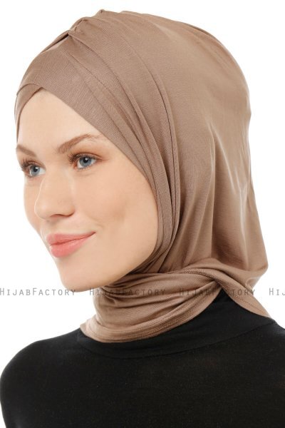 Isra Cross - Hijab One-Piece Viscosa Taupe Scuro