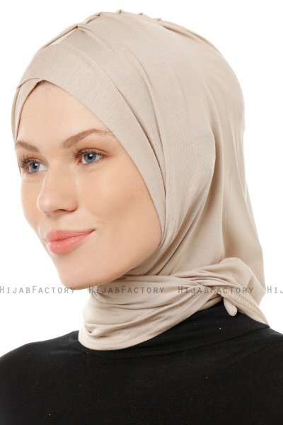 Isra Cross - Hijab One-Piece Viscosa Taupe Chiaro