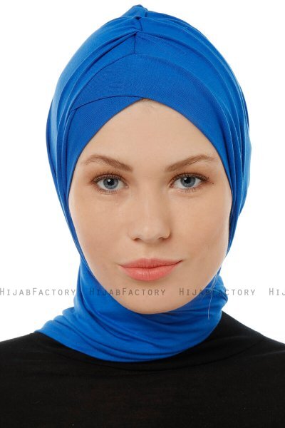 Isra Cross - Hijab One-Piece Viscosa Blu