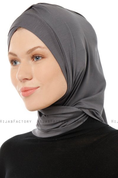 Isra Cross - Hijab One-Piece Viscosa Grigio Scuro